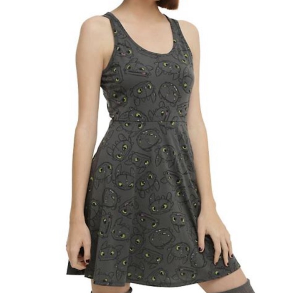 Black Toothless Skater Dress